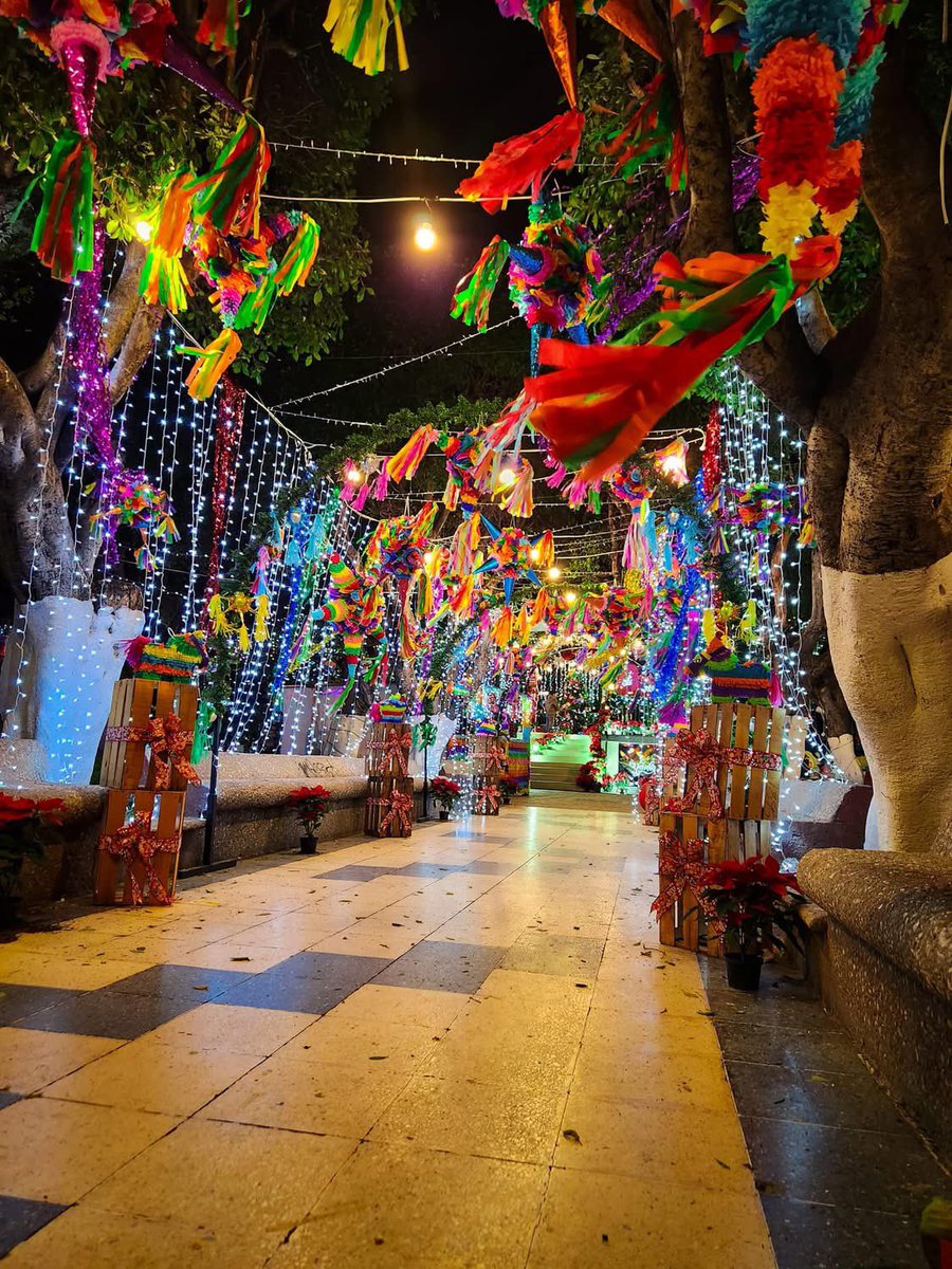 NewsSanmiguel's tweet image. #POSADAS! 🪅🎄Así es como se ve la plaza principal en #Villagran, con muchas #piñatas, luces y bonitos rincones para tomarse fotos, todo muy tradicional! para esta #Navidad2024 🎄🪅✨⭐️
