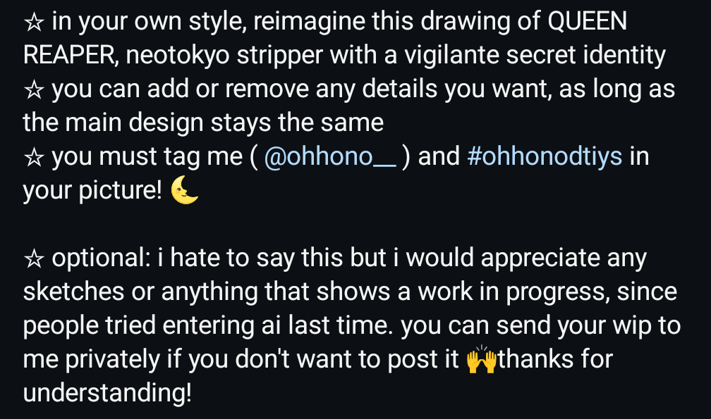 ohhono____'s tweet photo. 2024 DTIYS CHALLENGE! ✨ 

🌜 reimagine my drawing in your own style! 

🌜 deadline is 25th janurary 2025

🌜 prizes are listed in the attached photo! 

happy drawing!☃️🤍and have an amazing december x

#dtiys #dtiyschallenge #artcompetition #illustration #drawthisinyourstyle https://t.co/lSehhAsa92