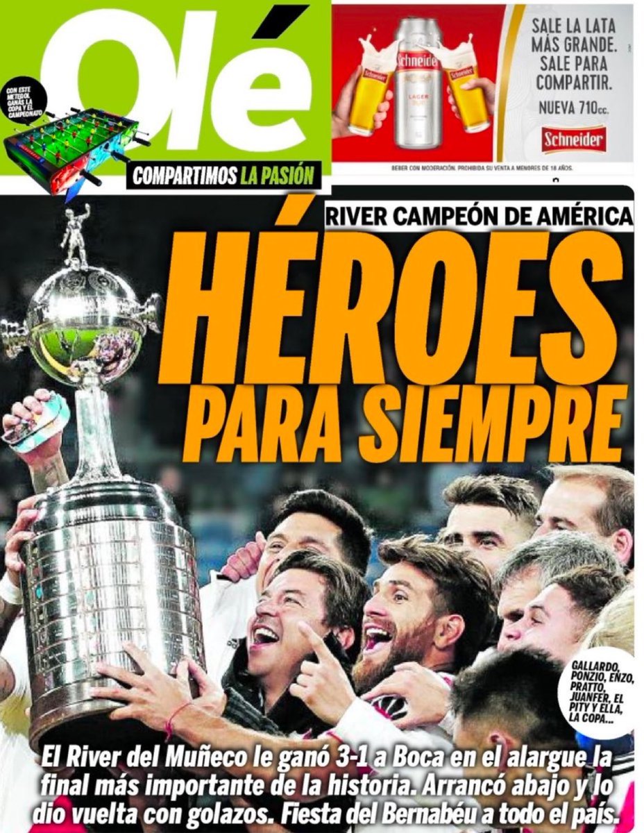 Cierren los ojos.
Hay miles y miles de clubes de fútbol en el mundo, hay millones y millones de hinchas. Ninguno salvo los de River sabe exactamente qué se siente después de haber logrado algo así.
Ahora abran los ojos.
