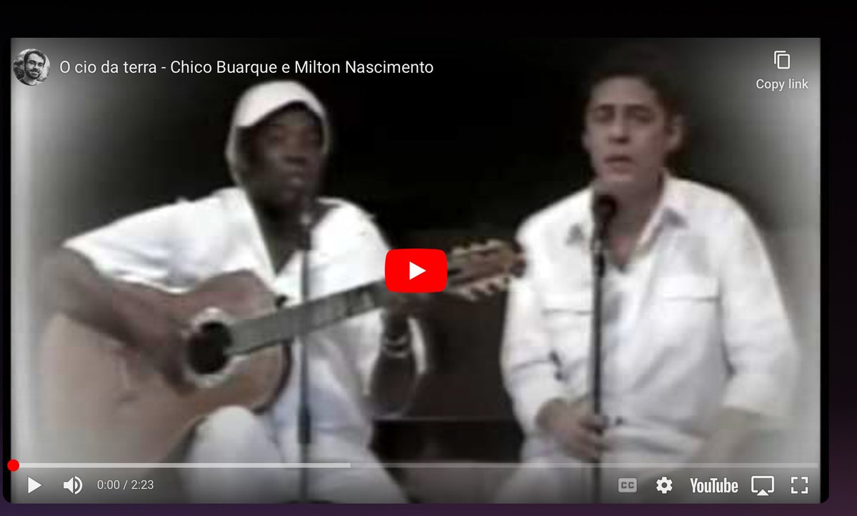 O cio da terra - Chico Buarque e Milton Nascimento.  youtu.be/mAS9a7H2T78
