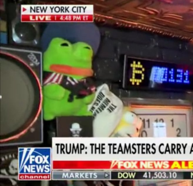 y00thereum's tweet photo. JUST IN: We the people says "Donald Trump embraced $PEPE and $PEPE embraced Donald Trump." 🐸💹 https://t.co/s0yRsMKZDf