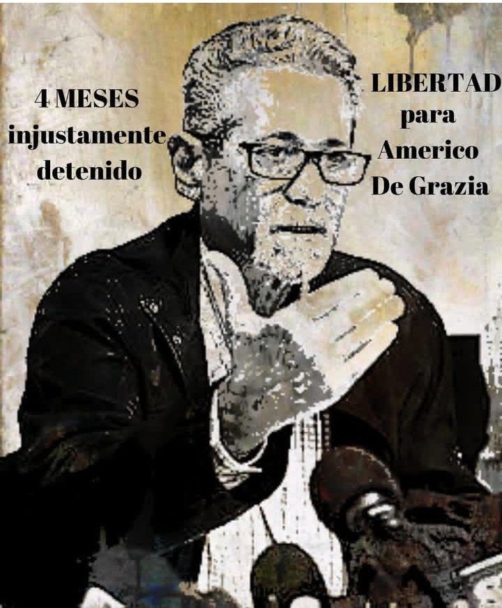 NoelRomeroL's tweet photo. Hoy @AmericoDeGrazia llegó hoy a 65 años de vida. De los cuales hoy cumple 4 meses secuestrado en el #Helicoide El Estado viola sus derechos Constitucionales a la Defensa, al Debido Proceso, Acceso a la justicia, derecho a la visita y está #INCOMUNICADO #AméricoEsInocente https://t.co/g4Irac1OLv