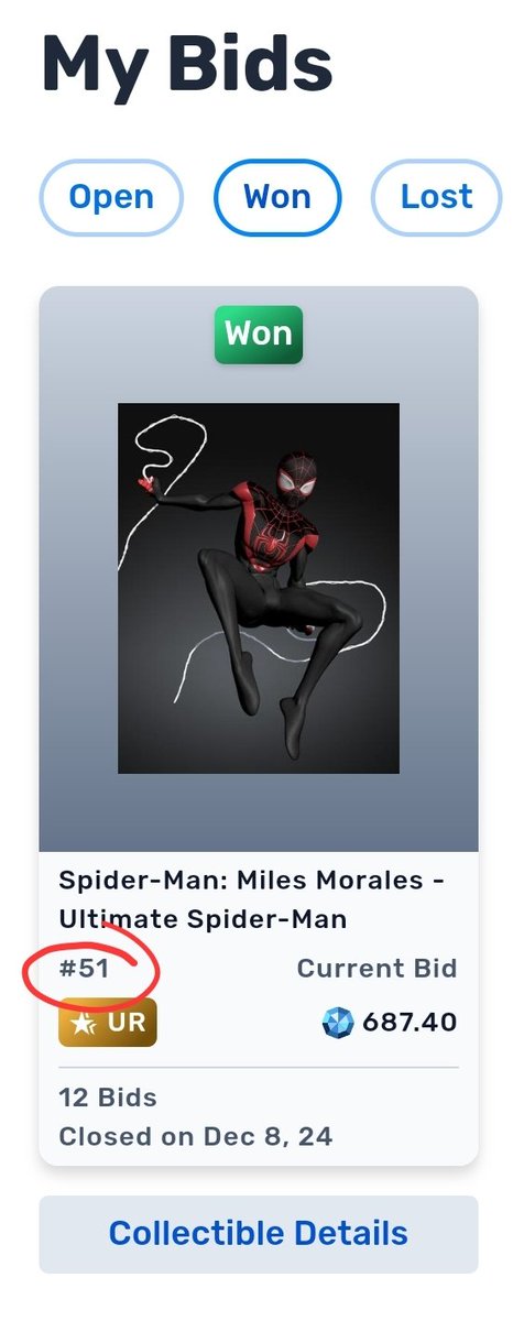 Top10Mint (@refundking) on Twitter photo My first time bidding on a #Veve auction and won this FA low mint Miles Morales near the floor price. <a href="/veve_official/">VeVe | Digital Collectibles</a> My first time bidding on a #Veve auction and won this FA low mint Miles Morales near the floor price. <a href="/veve_official/">VeVe | Digital Collectibles</a>