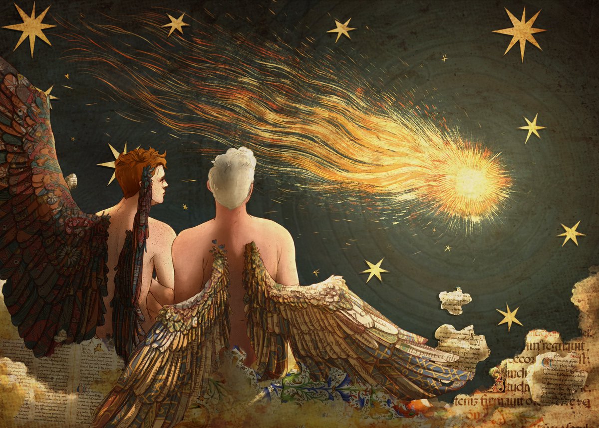 cassie_ohpeia's tweet photo. An old friend comes by for a visit. 

#goodomensfanart #aziracrow #ineffablehusbands https://t.co/sm1Qr9f0PA