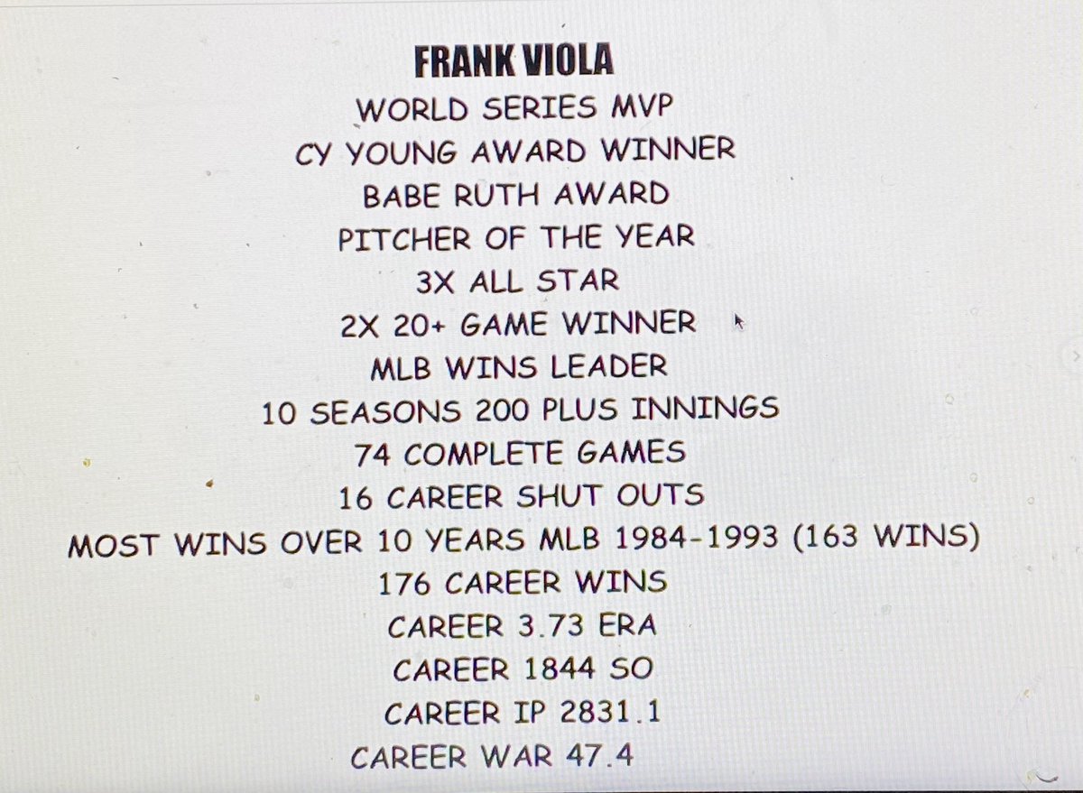 The MLB Senior Selection Committee for the HOF might want to take note!! Just sayin!!#FrankViola #SweetMusic