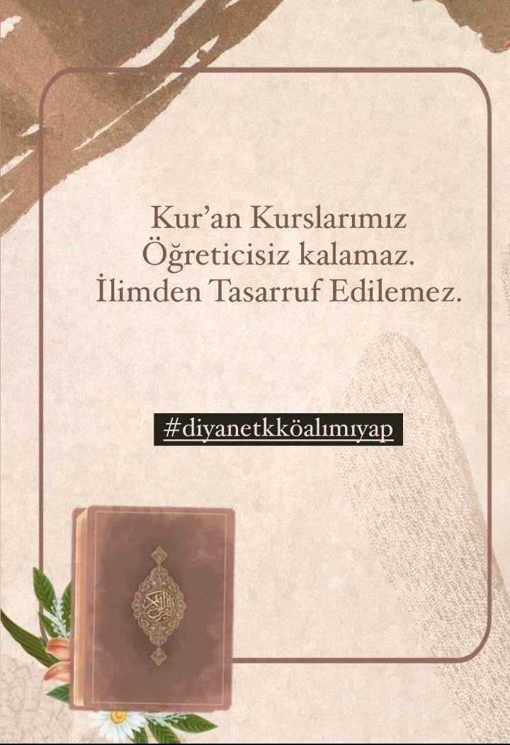 Kur'an Kurslarımız Öğreticisiz kalamaz.ilimden tasarruf yapılamaz. Aylardır yaptığımız çalışma ve emeklerimiz boşa mı gitti? Alımı yapılmayacaksa sınavı neden yapıldı?  #Diyanetkköalımıyap <a href="/DIBAliErbas/">Prof. Dr. Ali Erbaş</a> 
<a href="/diyanetakademi/">Diyanet Akademisi</a> 
<a href="/dinckadir43/">Kadir Dinç</a>