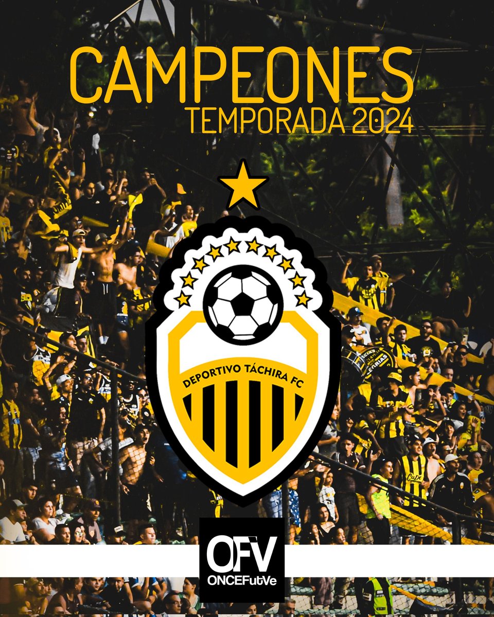 Deportivo Táchira es el Campeón de la Temporada 2024 de la primera división de Venezuela. 

Bordando su estrella número 11 en la historia de Venezuela. 

¡Felicidades Aurinegros!