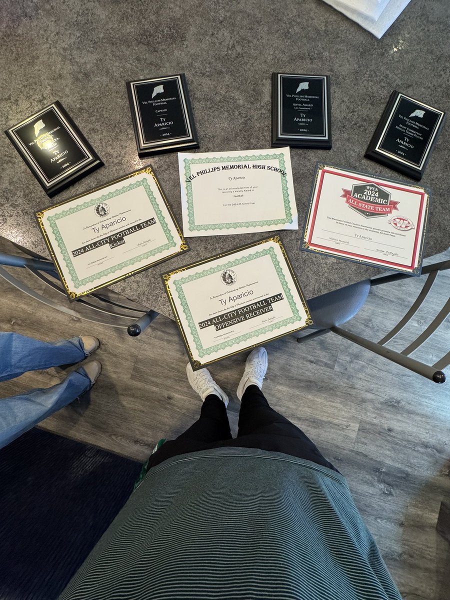 Blessed to have received these following awards today at our end of the season banquet. 
- 4th year varsity letter 
- Highest GPA
- Captain
- Anvil Award
- Most consistent special teams player
- 1st team All conference WR
- 2nd team All conference Kicker
- All State academics