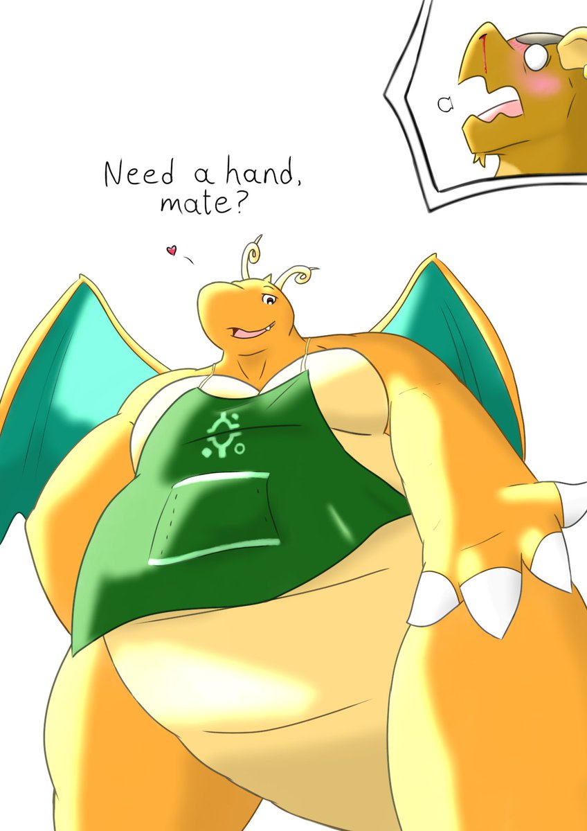 Buff Dragonite himbo

Oc belongs to <a href="/PhotoTotos/">TotoPhotos! 🏳️‍🌈</a> (the Kangaskhan is mine :0)