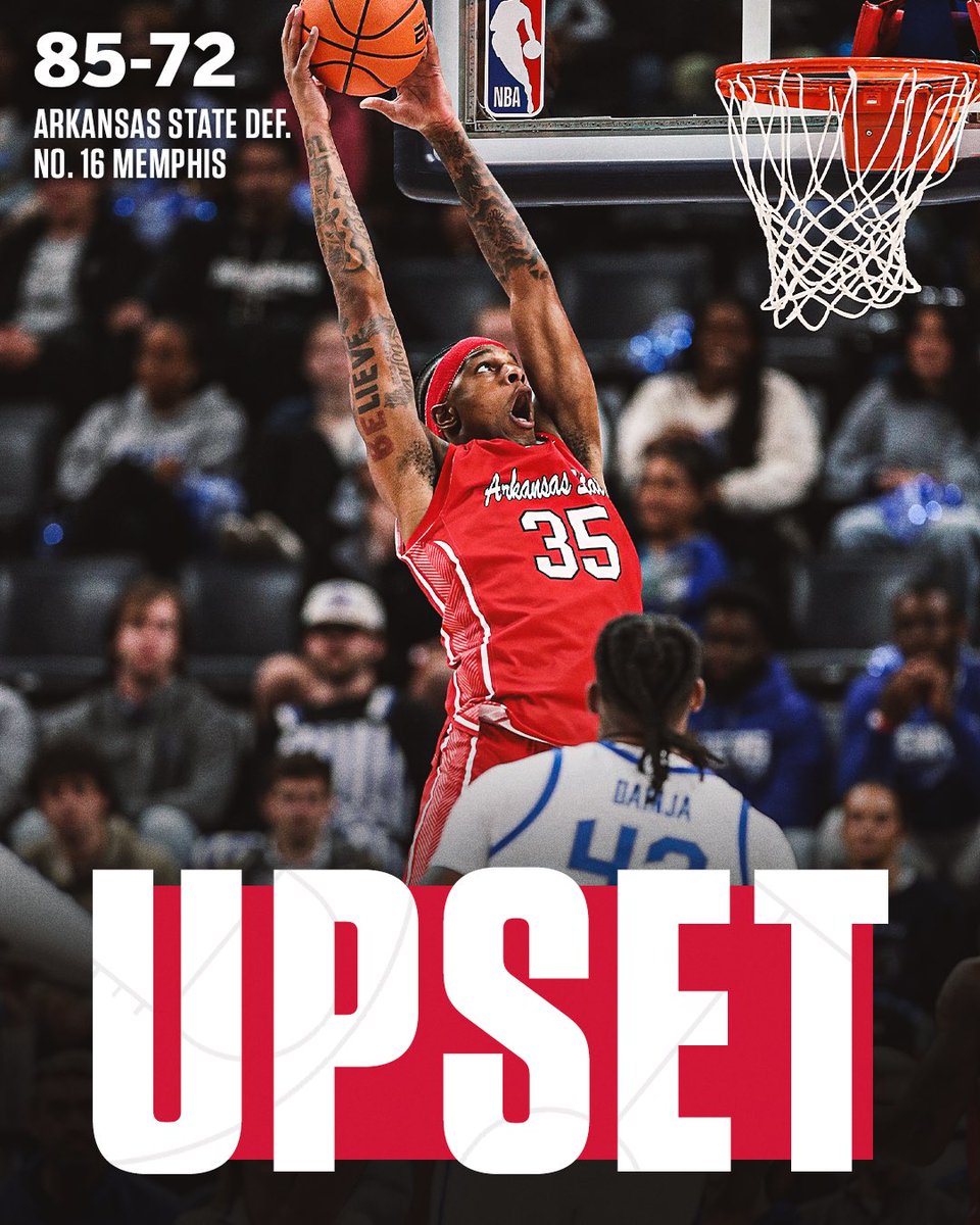 ARKANSAS STATE UPSETS NO. 16 MEMPHIS 😱

This is the first ranked win in over 30 years for the Red Wolves 😳