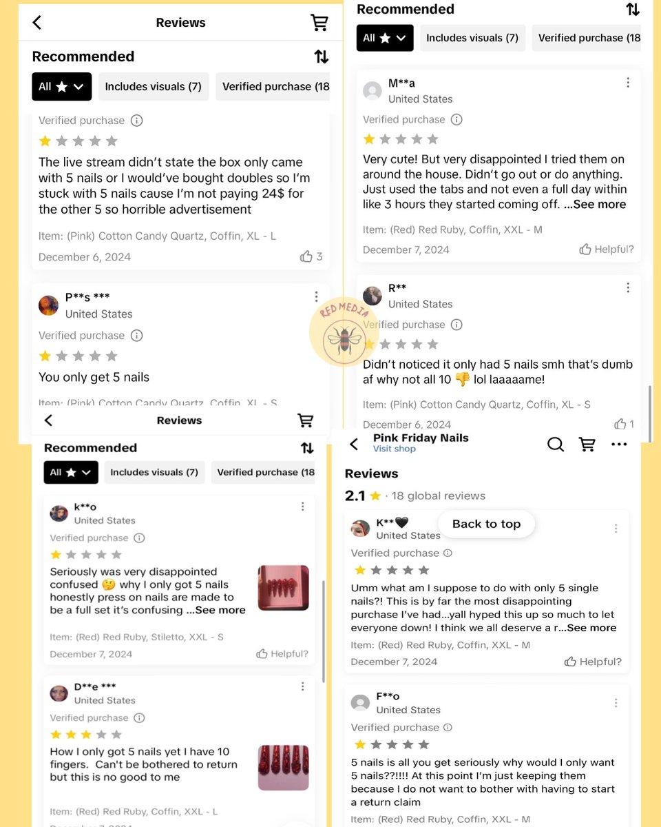 Nicki Minaj is accused of scamming customers with Pink Friday nails as seen in their latest reviews on Tiktok shop. 

The fans are disappointed after finding out that the content of the package didn't match the description from her previous live stream.