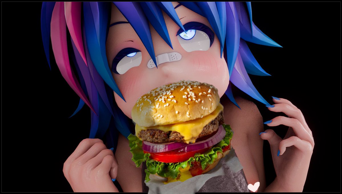 paintinglolita's tweet photo. @vici_neko animation sneak peak edit (｡•̀ᴗ-)✧ 

@ProjektMelody just can’t seem to fit the whole borgar.. (๑ᵔ⤙ᵔ๑) munch munch https://t.co/pdOLS3A1tC
