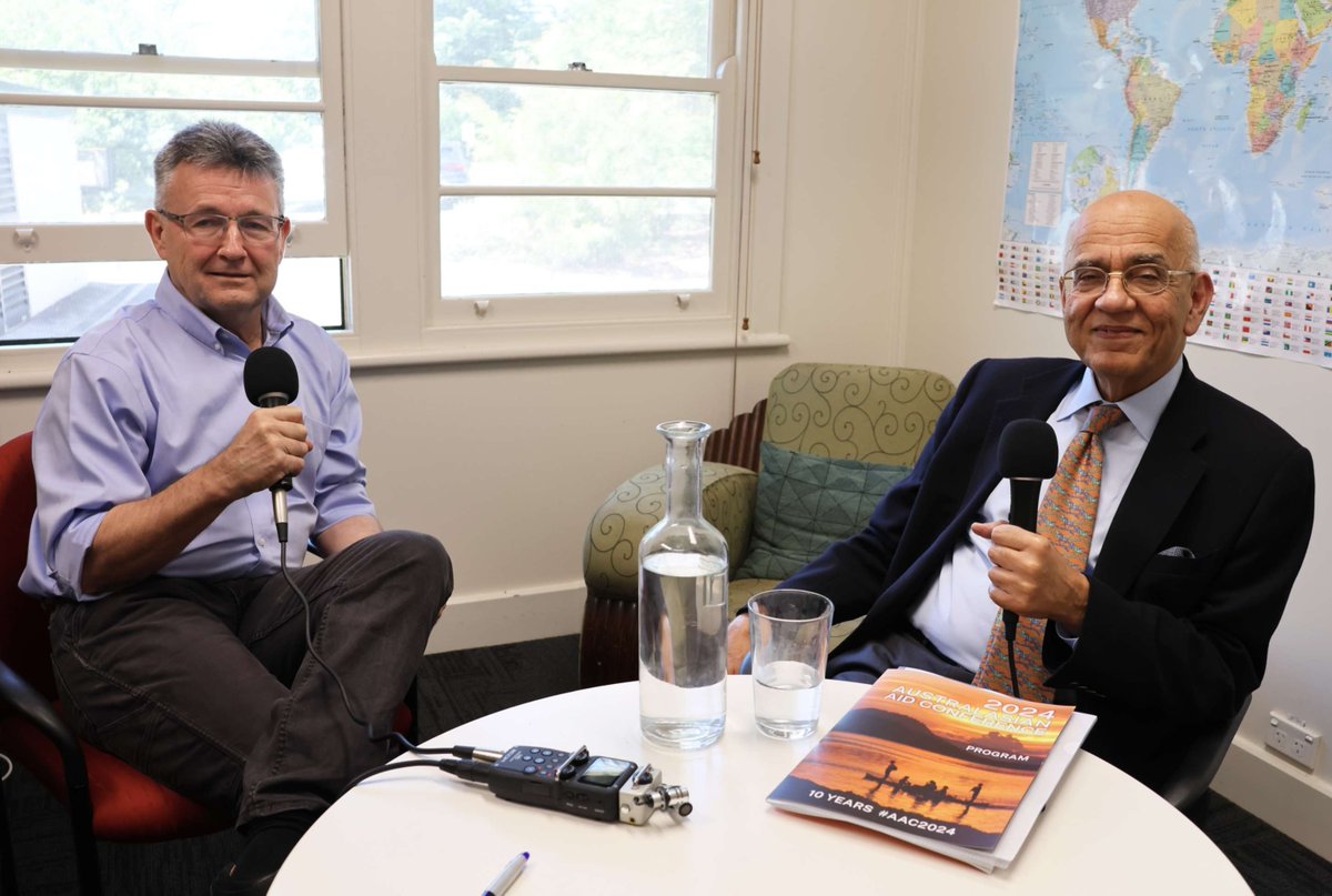devpolicy's tweet photo. Did you know? @MasoodA_, President Emeritus of @CGDev, was in Canberra last week for the Mitchell Oration at #AAC2024. He dropped into the Devpol cottage at ANU to talk to our podcast host Robin Davies.

Hear the conversation on Devpolicy Talks:
https://t.co/FQzuSg85Gz https://t.co/rmWZd6Aj37