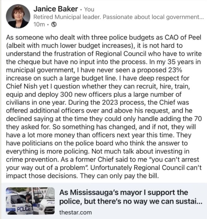 carolynhparrish's tweet photo. Thank you Janice Baker, former CAO of Mississauga and called out of retirement to be the CAO of the Region of Peel and getting us through Covid. I trust her opinion and advice, and respect her continued concern for our City, our Region and our stressed taxpayers. https://t.co/LIMKXVF7uI