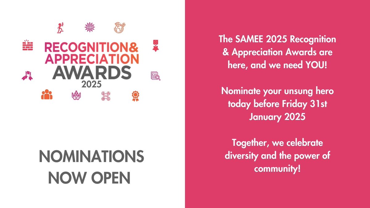 On 28 Aug 2025, SAMEE will be celebrating and applauding the achievements of unsung heroes across minority ethnic communities in Scotland.

You can nominate by completing the nomination form - tinyurl.com/589p3bvy

To relive the 2024 Awards - tinyurl.com/2s3phc4d