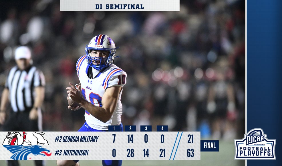 NJCAAFootball's tweet photo. 🔥 The Blue Dragons will play for the championship

Hutchinson defeats Georgia Military and will advance to the 2024 @MyCreditUnion1 #NJCAAFootball DI National Championship Game in Canyon, TX!

https://t.co/WuCoAhzMqQ https://t.co/JVCuIsagIC