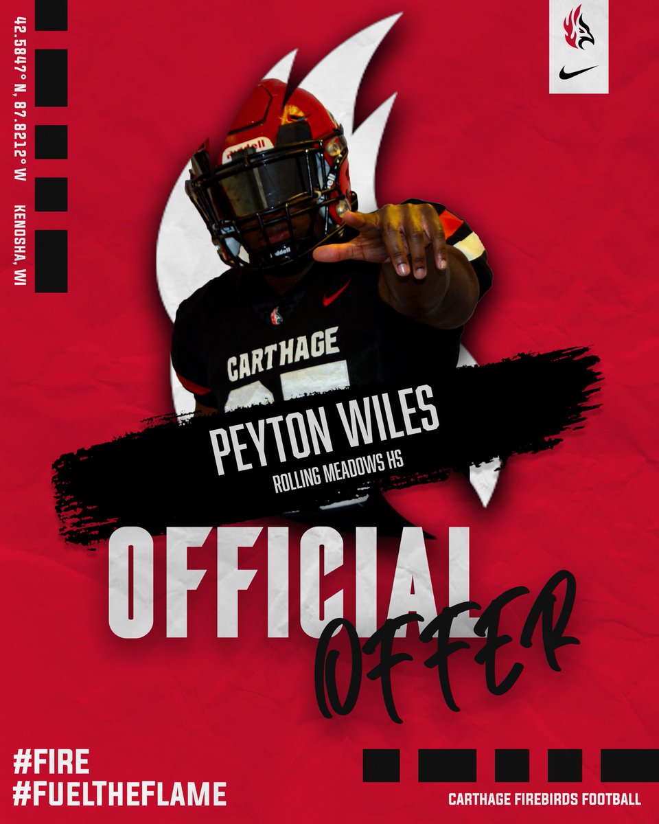 After a visit <a href="/carthagecollege/">Carthage College</a> and had a great conversation with <a href="/CoachPopino/">Matthew Popino</a> I’ve been blessed to receive my second offer. I am forever thankful for the opportunities.<a href="/EDGYTIM/">Timothy “EDGYTIM” OHalloran</a> <a href="/RM_Mustangs/">𝐑𝐨𝐥𝐥𝐢𝐧𝐠 𝐌𝐞𝐚𝐝𝐨𝐰𝐬 𝐅𝐨𝐨𝐭𝐛𝐚𝐥𝐥</a> <a href="/PrepRedzoneIL/">Prep Redzone Illinois</a> <a href="/OJW_Scouting/">Oliver James West</a>