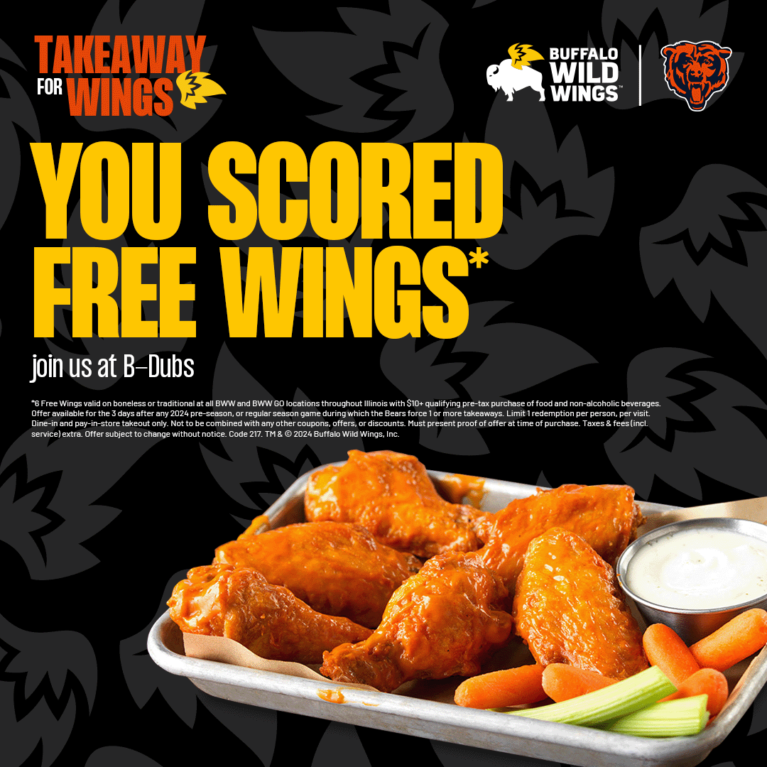 BearsLocal's tweet image. You scored 6 free wings from @BWWings courtesy of the defense 🤝