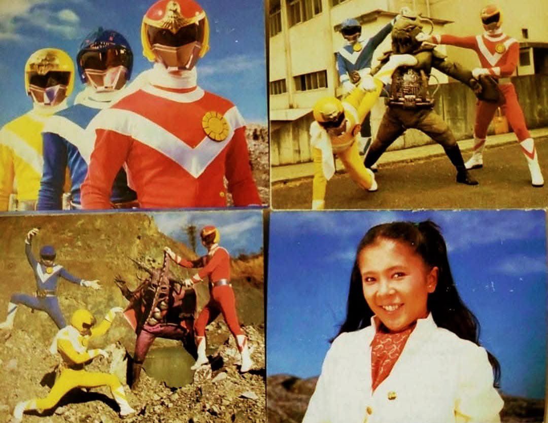 太陽戦隊サンバルカン 根本由美 直筆サイン色紙 & 当時物面子 11種