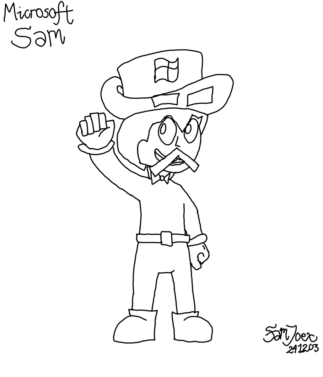 ExactHazel's tweet photo. A rough drawing of Microsoft Sam from @SamJoex https://t.co/EQMnLgR6tF