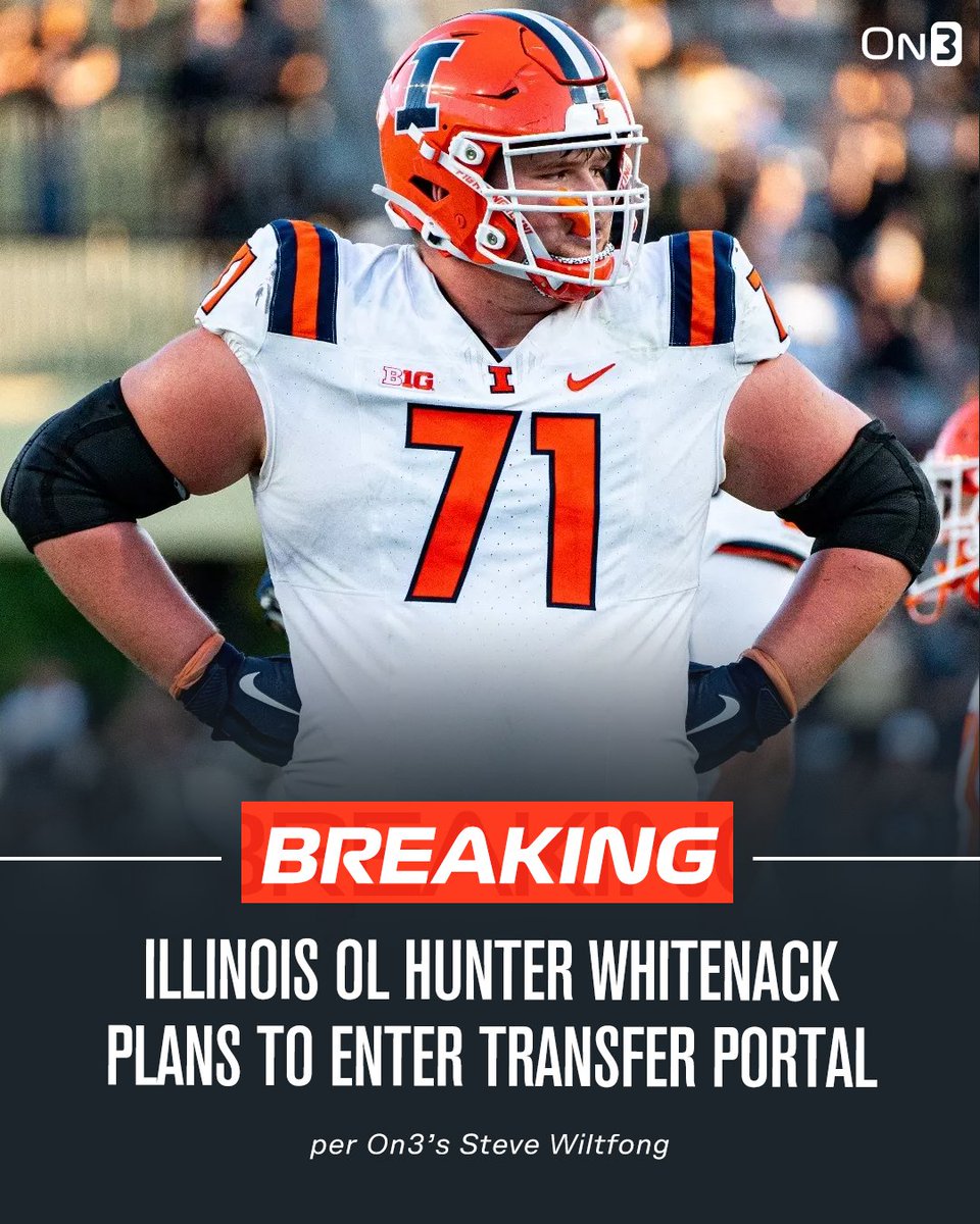 Illinois OT Hunter Whitenack plans to enter the NCAA Transfer Portal. Has played in 28 games including four starts. on3.com/db/hunter-whit…