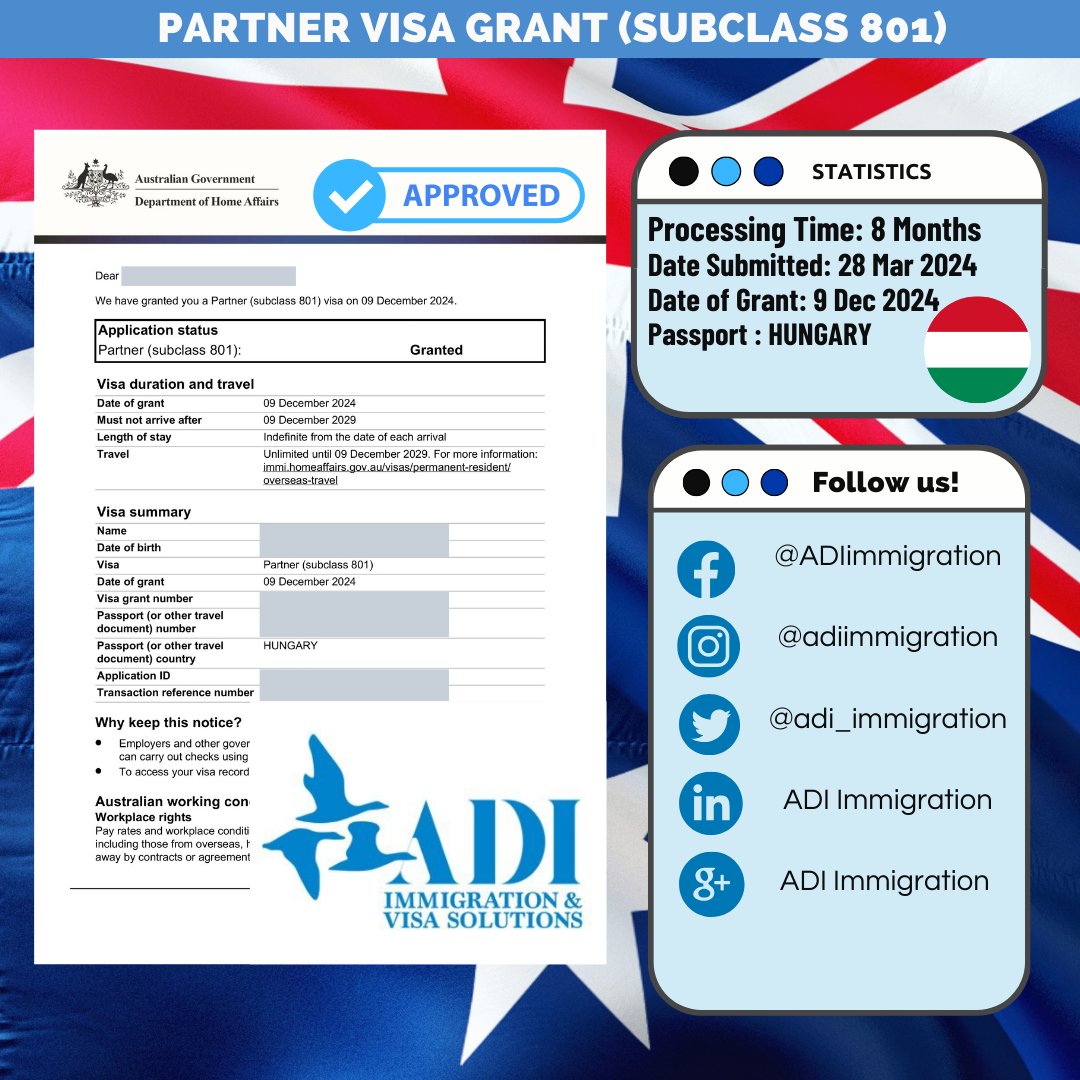 adi_immigration's tweet image. 🎉 DOUBLE GRANT SUCCESS! 🌟
#DoubleGrant #Subclass801 #Subclass820 #VisaVictory #AustraliaBound #ImmigrationJourney #ADIImmigration #HungaryToAustralia #VisaApproved #AustraliaVisaGrant #ADIImmigrationTeam #YourJourneyStartsHere #AustraliaDreaming #VisaSuccess #ProudMoment