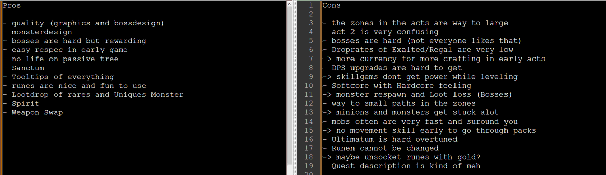 So we did a litte pros and cons list on stream for #PathofExile2 campaign. Let me now what you think or we missed?

#PoE2