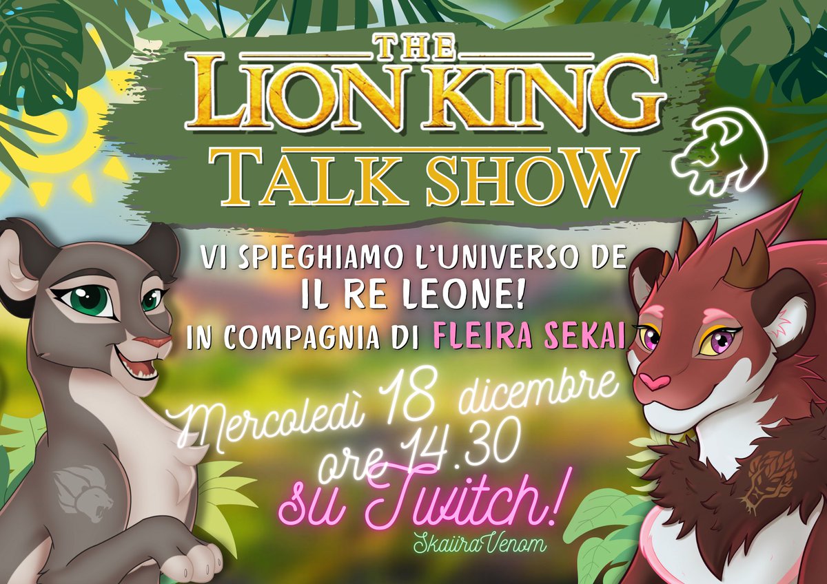 Skaiira1's tweet photo. ebbene, ecco il progetto su cui sto lavorando da circa... Maggio!
Ci vediamo il 18 Dicembre alle ore 14.30 sul mio canale Twitch in compagnia di @FleiraSekai a chiaccherare del bizzarro mondo leonino del nostro amato #ReLeone!
Vi aspettiamo in tanti!🦁☀️👑
https://t.co/geH76H7KFz https://t.co/e4kHvxuIYZ