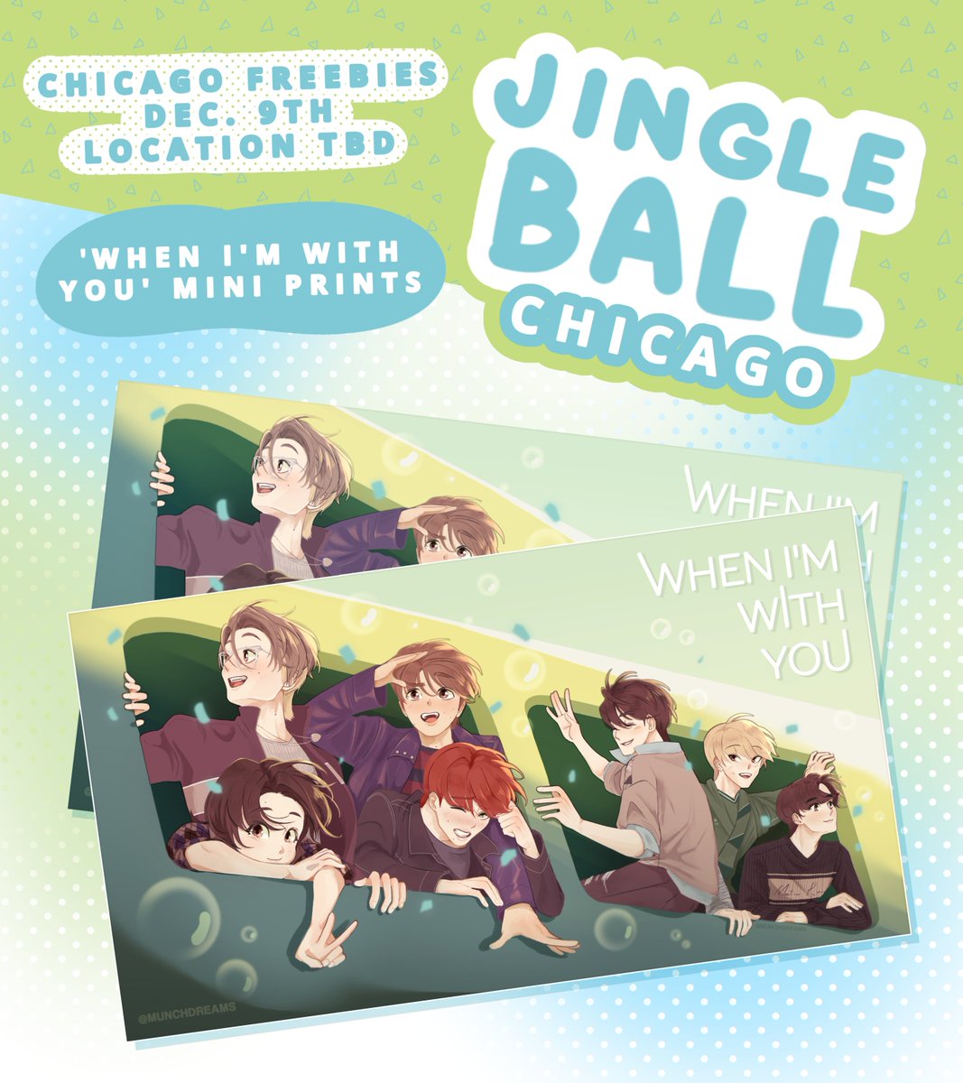 I'll be at jingle ball Chicago (Dec. 9th) with a couple of these mini nct dream prints as freebies! 🩵 I'll share my location of where I'll be passing them out tomorrow when I get to the venue!