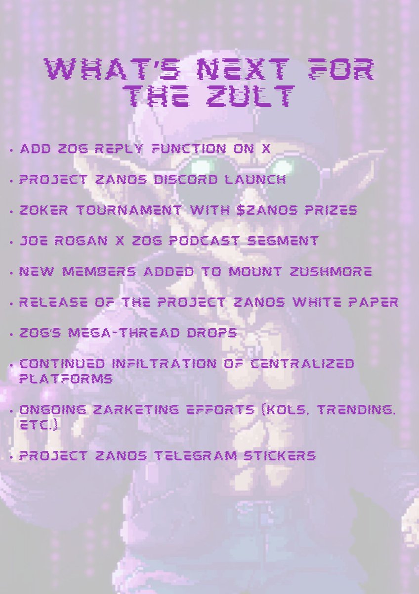 Zult, here’s what’s coming your way in the next week as we keep building and pushing the movement forward👇 $ZANOS