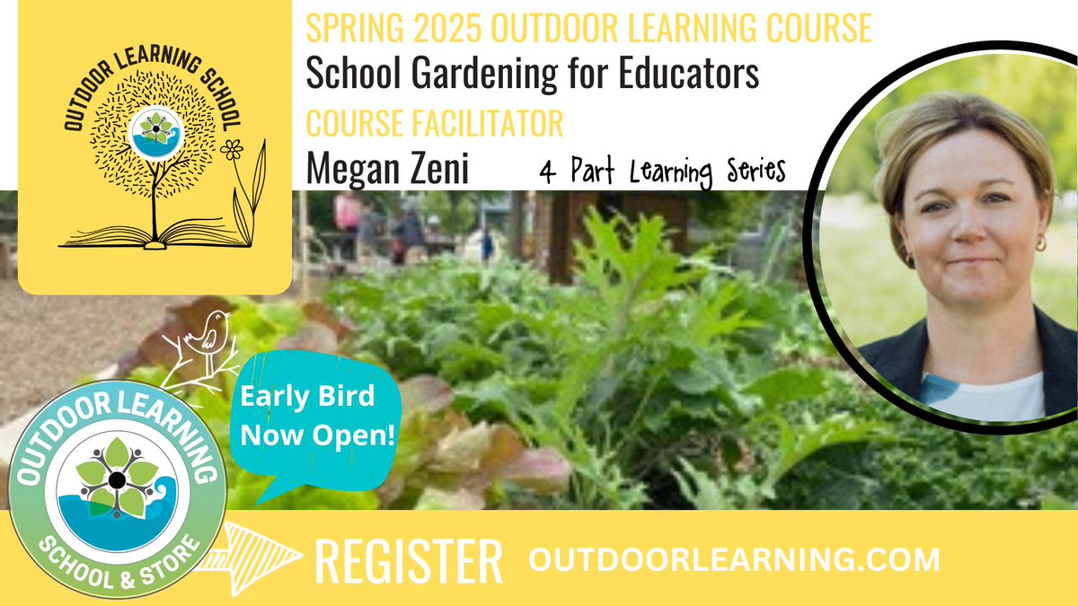 Megan Zeni (@roomtoplay) on Twitter photo School Gardening PD for teachers!! 💚
Join a 4 part series with a focus on:
1️⃣ The purpose & pedagogy of school gardens
2️⃣ Instructional routines
3️⃣ School garden basics
4️⃣ Future proofing your garden
Registration details from host <a href="/TheOLStore/">The Outdoor Learning School & Store</a> here: outdoorlearning.com/event/the-clas… School Gardening PD for teachers!! 💚
Join a 4 part series with a focus on:
1️⃣ The purpose & pedagogy of school gardens
2️⃣ Instructional routines
3️⃣ School garden basics
4️⃣ Future proofing your garden
Registration details from host <a href="/TheOLStore/">The Outdoor Learning School & Store</a> here: outdoorlearning.com/event/the-clas…