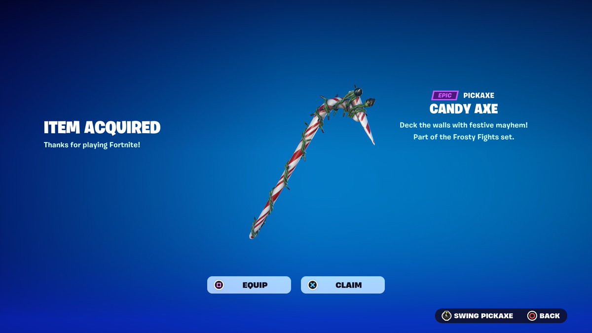 FortniteFNLK's tweet photo. FORTNITE CANDY AXE PICKAXE RETURNS DECEMBER ITEM SHOP!

USE CODE ‘FNLK’ #ad https://t.co/OoWVrhFwZ2