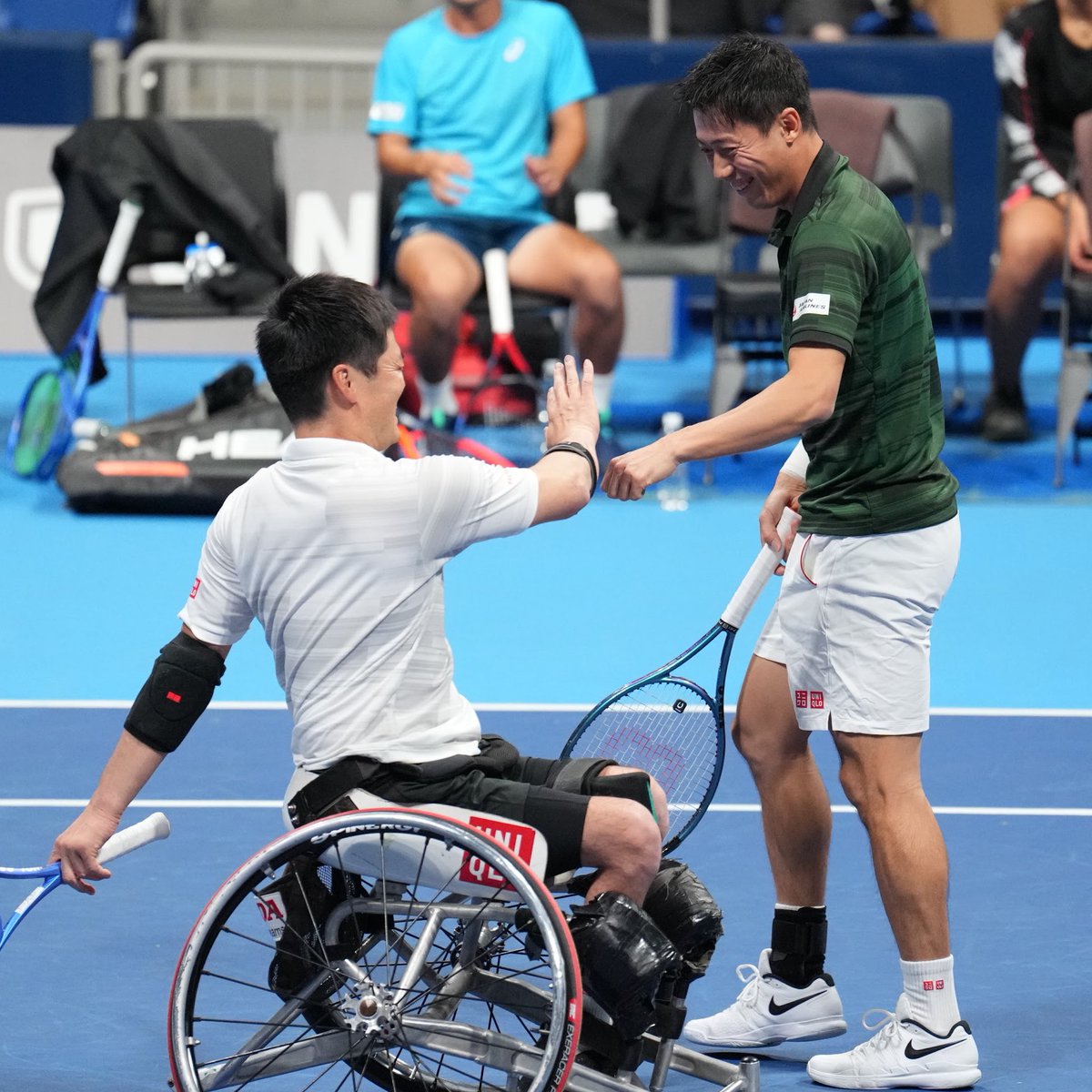 UQAmb_Sports's tweet photo. 国枝選手・錦織選手、ドリームテニスARIAKEお疲れさまでした!!

今年で9回目、有明コロシアムでは7年ぶりに開催された#ドリームテニスARIAKE 🎾現地で観られた方、テレビなどでご覧になった方も多かったのではないでしょうか。

選手たちの笑いあり真剣勝負ありであっというまの時間でしたね😊

選手の皆さんのこれからの活躍を応援しましょう！

https://t.co/2bSB2DP88G

Check out the event highlight of Shingo's & Kei's play at Dream Tennis ARIAKE.

In a very entertaining and hearwarming atmosphere two of our ambassadors showed many passionate and powerful plays that excited the audience🔥