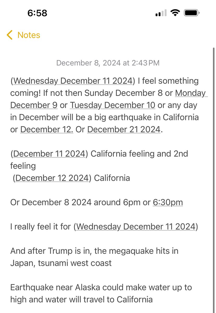 Eric0100's tweet photo. I just predicted the time of a earthquake. Time and date and I had a feeling the Alaska earthquake will happen December 8 2024 around 6pm or 6:30pm and I was right. #earthquake #earthquakepredicted https://t.co/qpZvmvyNn8