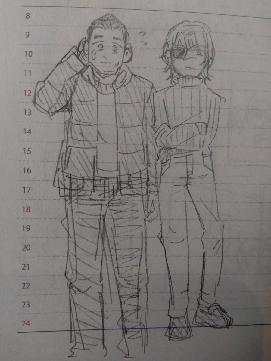 家族診察長すぎワロタで昨日描いてたオクバデ現パロ試し書きあげとく。身長差考えてなかった。バデーニさんが細いというよりオクジーくんが大きいのよね 