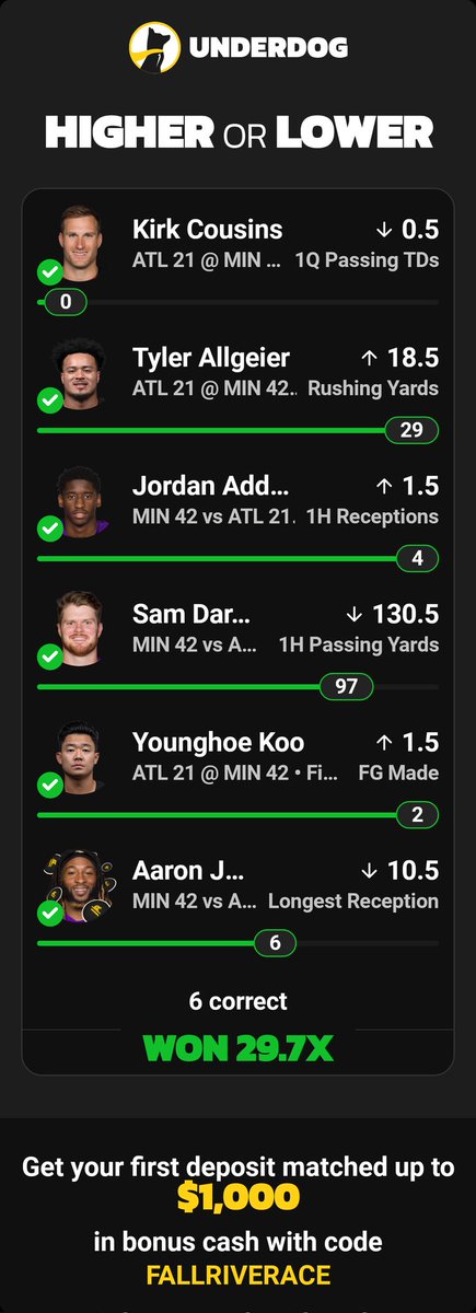 aaronscooked's tweet photo. On a $2 bet. @UnderdogFantasy
Has the best payouts. #NoDispute

https://t.co/Vn4PmeKktd https://t.co/Qv9TgCC9zH
