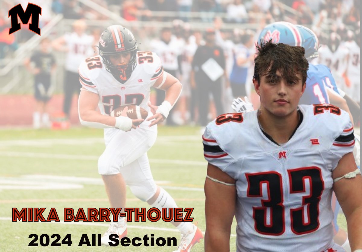 Anthony Vitti (@vitron5) on Twitter photo Congratulations to <a href="/MamkFootball/">Mamaroneck Football</a> senior, two-year captain <a href="/mikabt31/">Michael Barry-Thouez</a> for being named All-League and All-Section for the second year. Mika made significant plays as a RB/LB/DE, but was equally as impactful as a leader for the Tigers. #ProtecTheM Congratulations to <a href="/MamkFootball/">Mamaroneck Football</a> senior, two-year captain <a href="/mikabt31/">Michael Barry-Thouez</a> for being named All-League and All-Section for the second year. Mika made significant plays as a RB/LB/DE, but was equally as impactful as a leader for the Tigers. #ProtecTheM