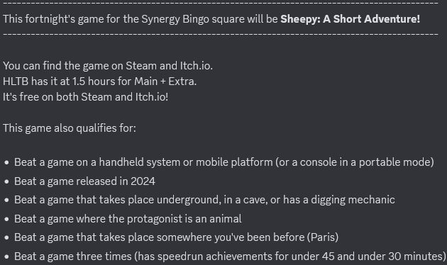 vayar45's tweet photo. The next game for @polykill Bingo's Synergy square is:

Sheepy: A Short Adventure! https://t.co/omjnFgFPim