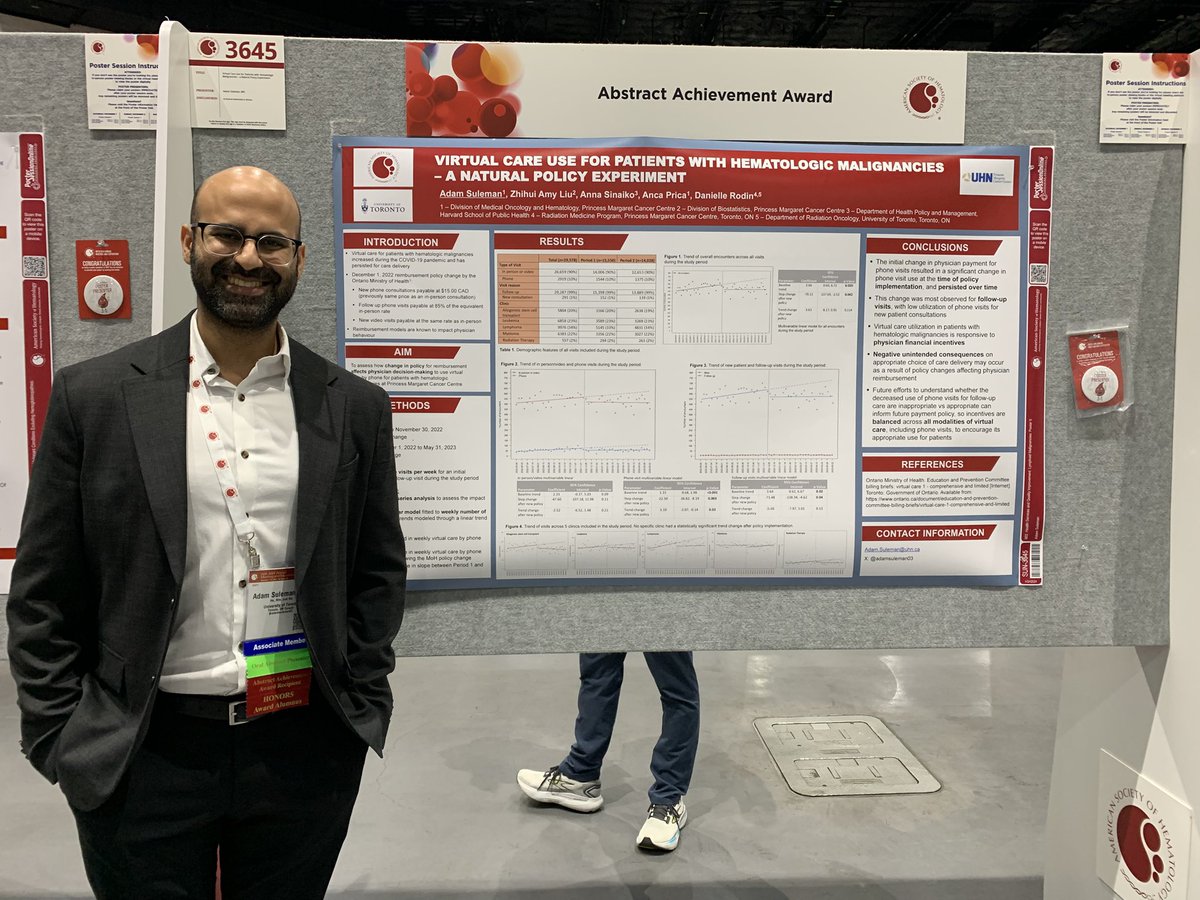 Come check out our poster looking at how virtual care use changed in response to policy changes! #ASH24 
<a href="/daniellerodin/">Danielle Rodin</a> @AncaPrica