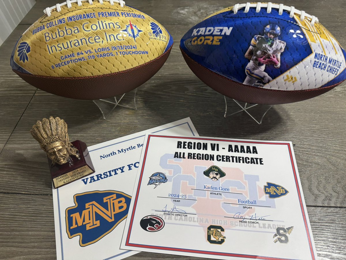 Last high school football banquet! I was blessed to receive 
-Offensive MVP 
-All Region
-Week 3 Game Ball
-Week 4 Game Ball
Extremely grateful for my coaches, parents, and the community for getting me to where I am today! 🫶
<a href="/NMBHSFootball/">North Myrtle Beach Football</a> <a href="/NMBChiefsOnline/">North Myrtle Beach Chiefs Sports Network</a> <a href="/NMBchanticleer/">Wayne White</a>