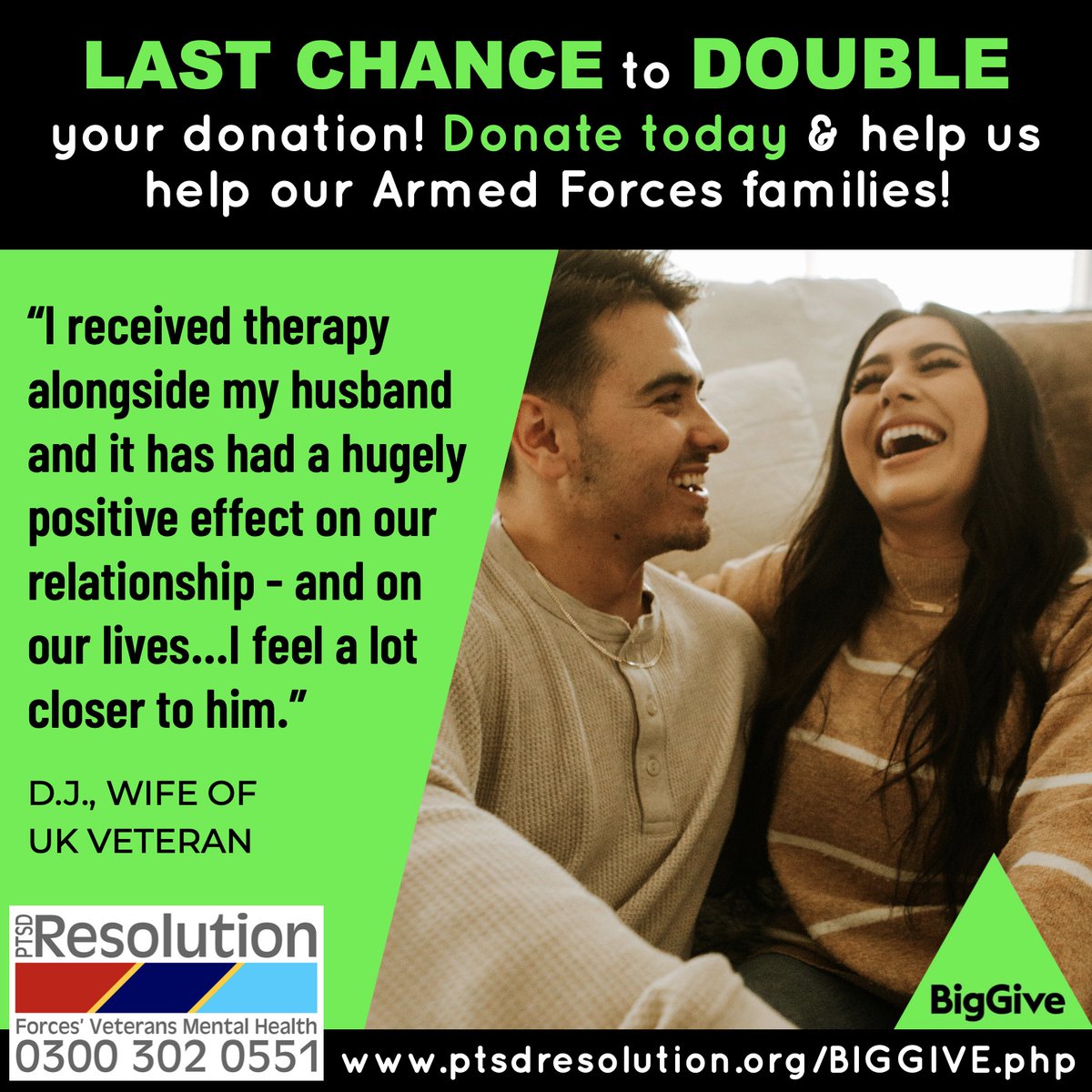 ptsdresolution's tweet photo. Still time to have your donation DOUBLED! Every £ you donate before 10th Dec (noon) will be matched by our generous champion @ShareGift  - so we can help TWICE as many Armed Forces families in 2025 🙏🙏

Just visit our @BigGive page ➡️ https://t.co/C7NJxtbC4d

#ChristmasChallenge https://t.co/DdqpOdnuEu