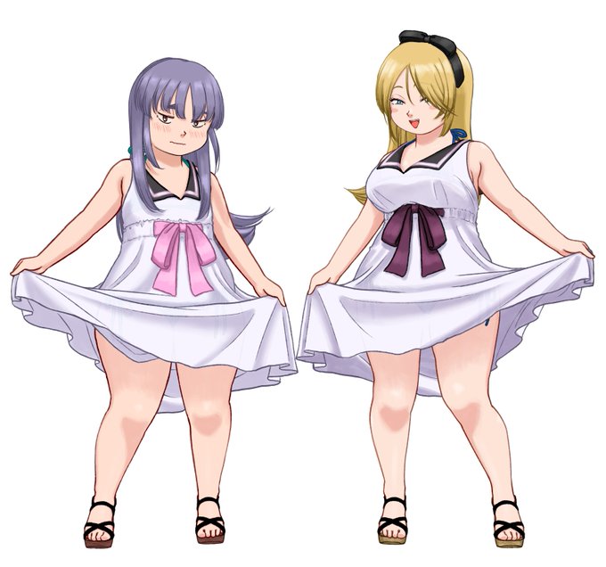 #女の子二人のイラストを貼る見た人もやる 