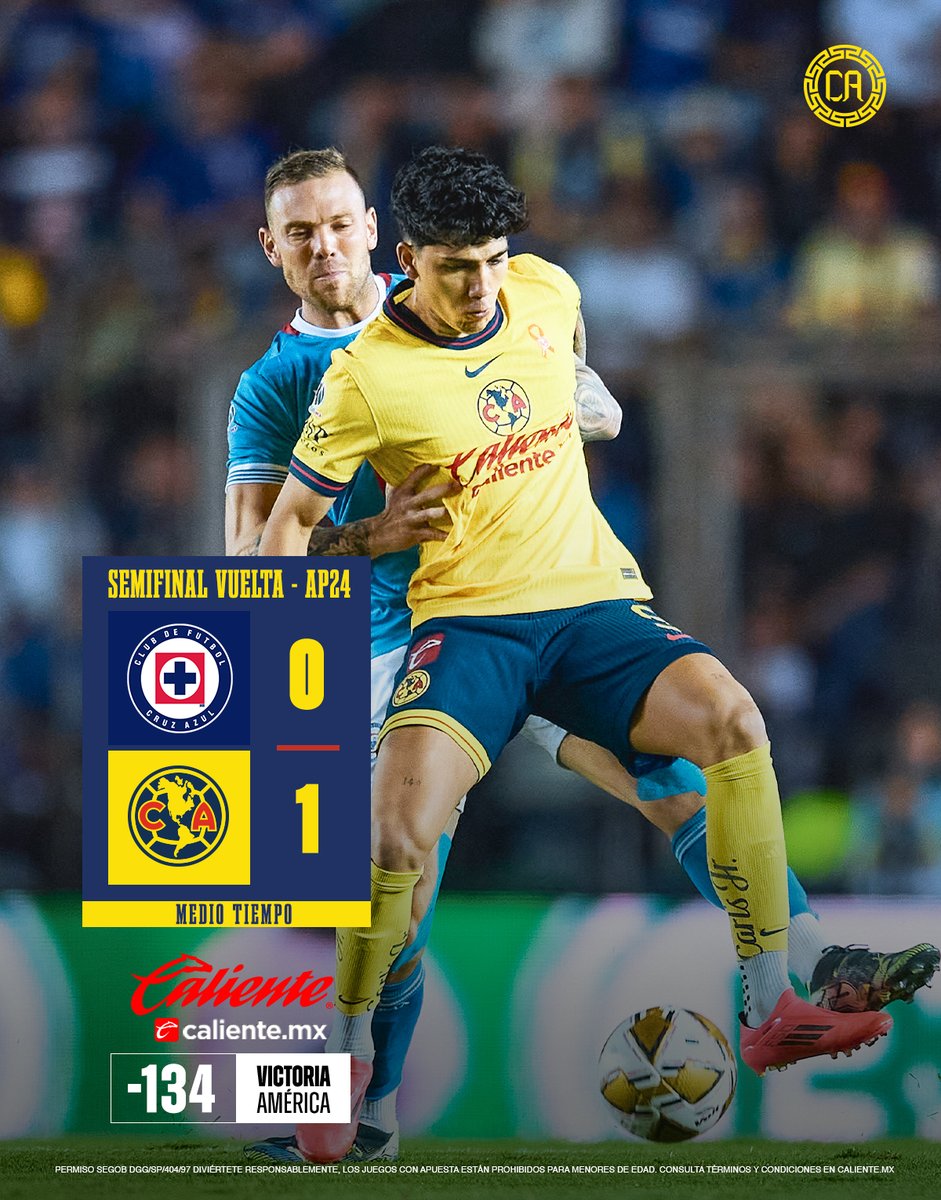 ClubAmerica's tweet photo. ¡Medio tiempo en el Clásico Joven! 🦅

🔥 @calientesports
📲 https://t.co/VshTaTOlsV
#MásAcciónMásDiversión #JugamosPorMás https://t.co/4xEIssVPhi