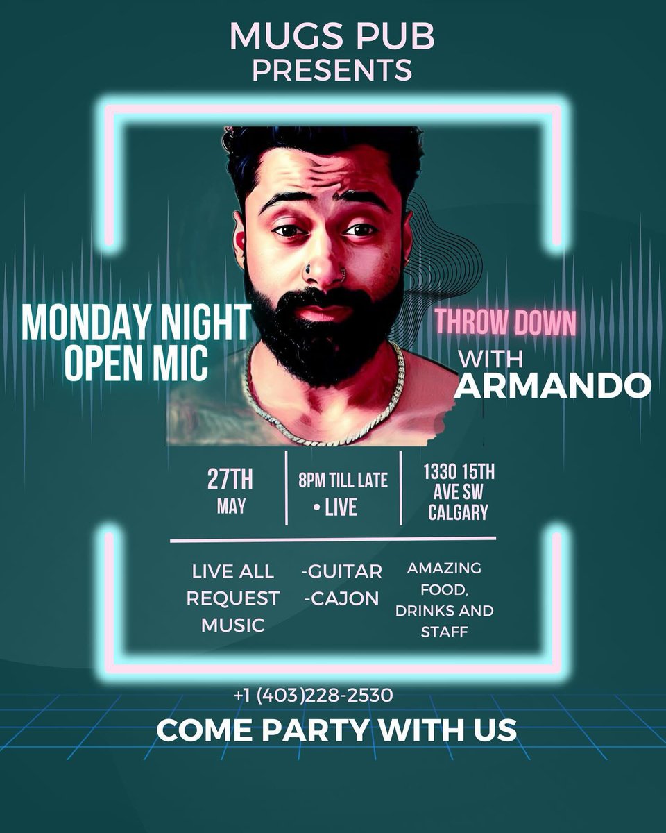 MugsPubCalgary's tweet photo. Come start the week with us tomorrow night at Mugs! Armando! is in for our Monday Jam! Plus the Cowboys vs Bengals at 6:15!
$6 @pabstcanada Pints and Tall Cans! $5 Jim Bean and Red Stag! And $2 Off All Our Sandwiches!
#yyc #yycpubs #yycbeer #yyceats #yycmusic #yycmusicscene https://t.co/ZgfOo2wQnh