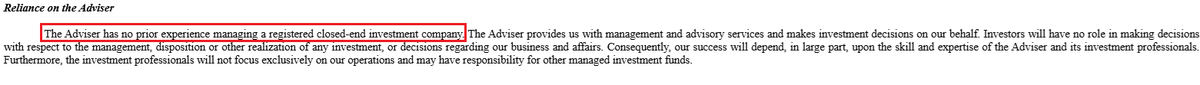 $DXYZ

I was reading the filings of $DXYZ to understand the details that are often overlooked. Everyone already know that 1000%+ Premium over NAV ($5.15) isn't sustainable!

Funny what you can find in there : "Investment relies on Adviser's expertise". 
Couple of page above