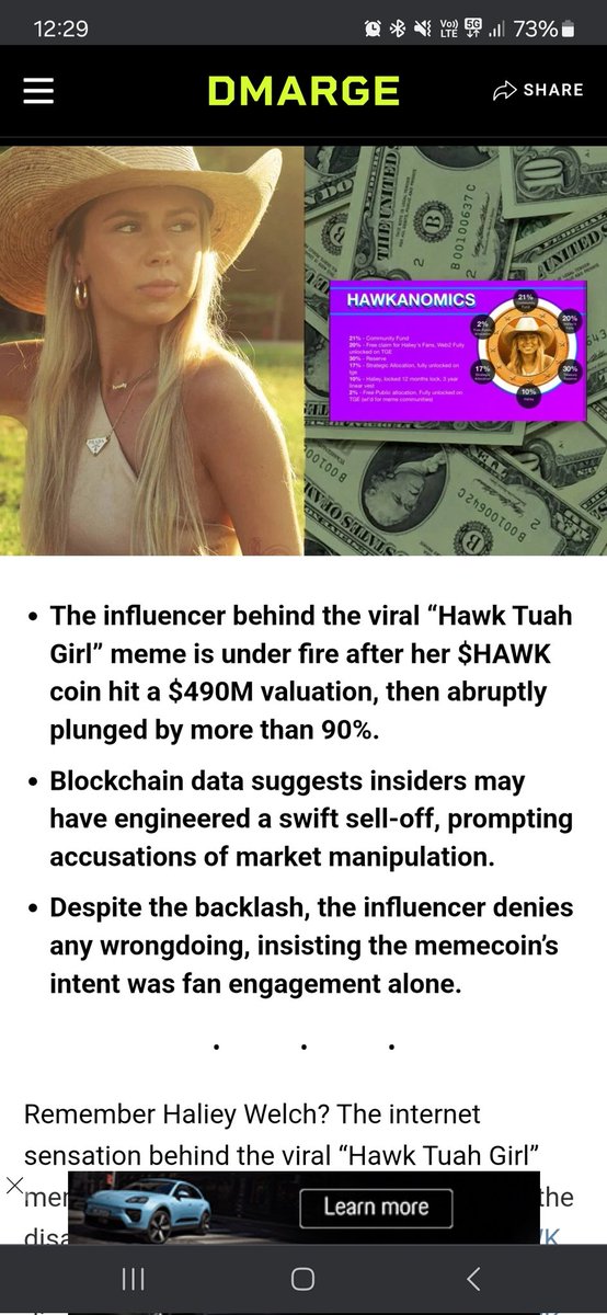 SGTSADLER77's tweet photo. So another Celebrity has done a rug pull on a Meme Coin, and she is connected to Jake Paul who also did some Crypto that went bad, these scamming celebrity's need to be held accountable and reimburse everyone who lost there money to such an unlawful act. https://t.co/j4EP9BQYwn