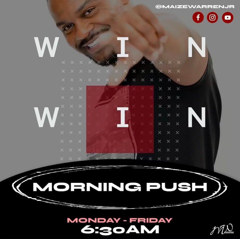 MaizeWarrenJr's tweet image. Don't miss Morning PUSH!

Monday - Friday @6:30amCST

🚨Set your notifications🚨

#morningpush #prayer #maizewarrenjrministries #maizwarren #nola #neworleans #empowerment #encouragement #motivation @highlight @followers @tanethiawarren