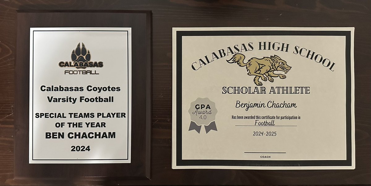 Extremely grateful to be awarded Special Teams Player of the Year and a 4.0 GPA Recognition Certificate at our team banquet! I want to thank all of my teammates and coaches who have driven my success this year. <a href="/CaryHarris07/">Cary Harris</a>  <a href="/coachphil21/">Phil Magbanua</a> <a href="/coachzachmurray/">Zach Murray</a> <a href="/_ColeMurphy_/">Cole Murphy</a>
