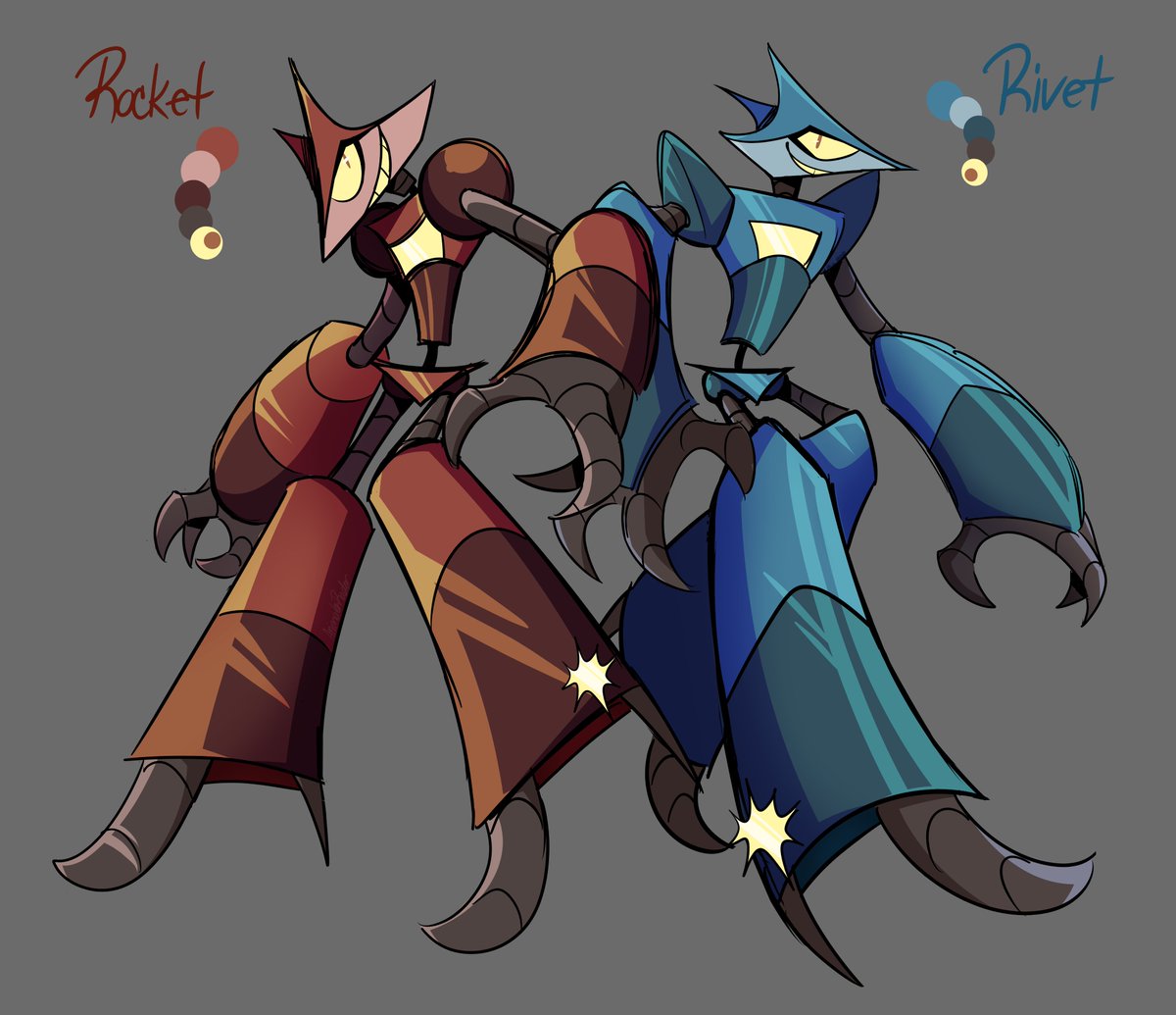 「New OCs! Twin robots named Rocket and Ri」|Raderのイラスト