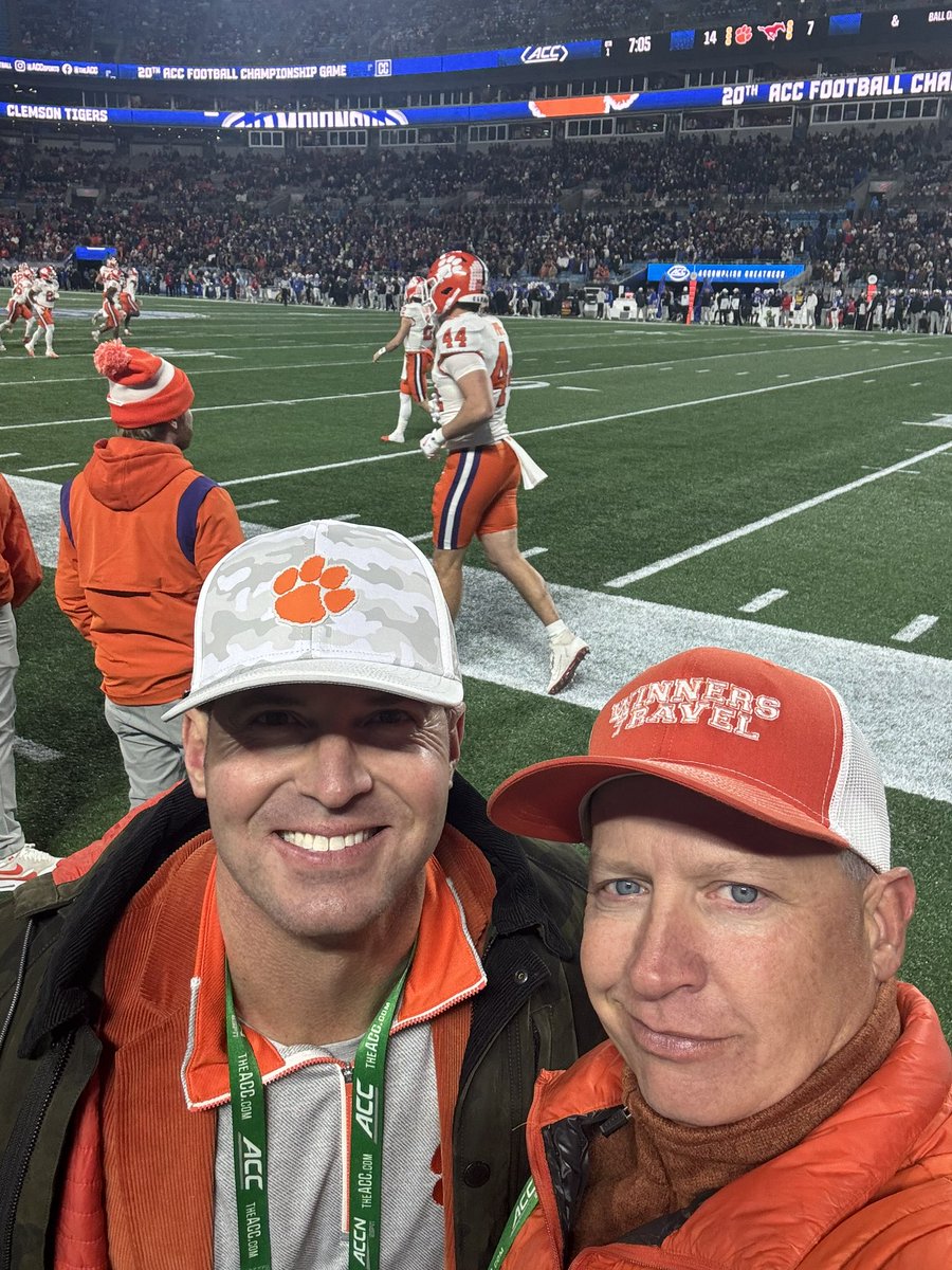 ClayLowder's tweet photo. Had a blast at the ACC Championship! My WHO friends @JustinBatt and @bob_beaudine and I enjoyed faith, fun, football, and fellowship. They even helped me find some forgiveness. Amazing day. Winners Travel baby https://t.co/ZipSrvVKHa